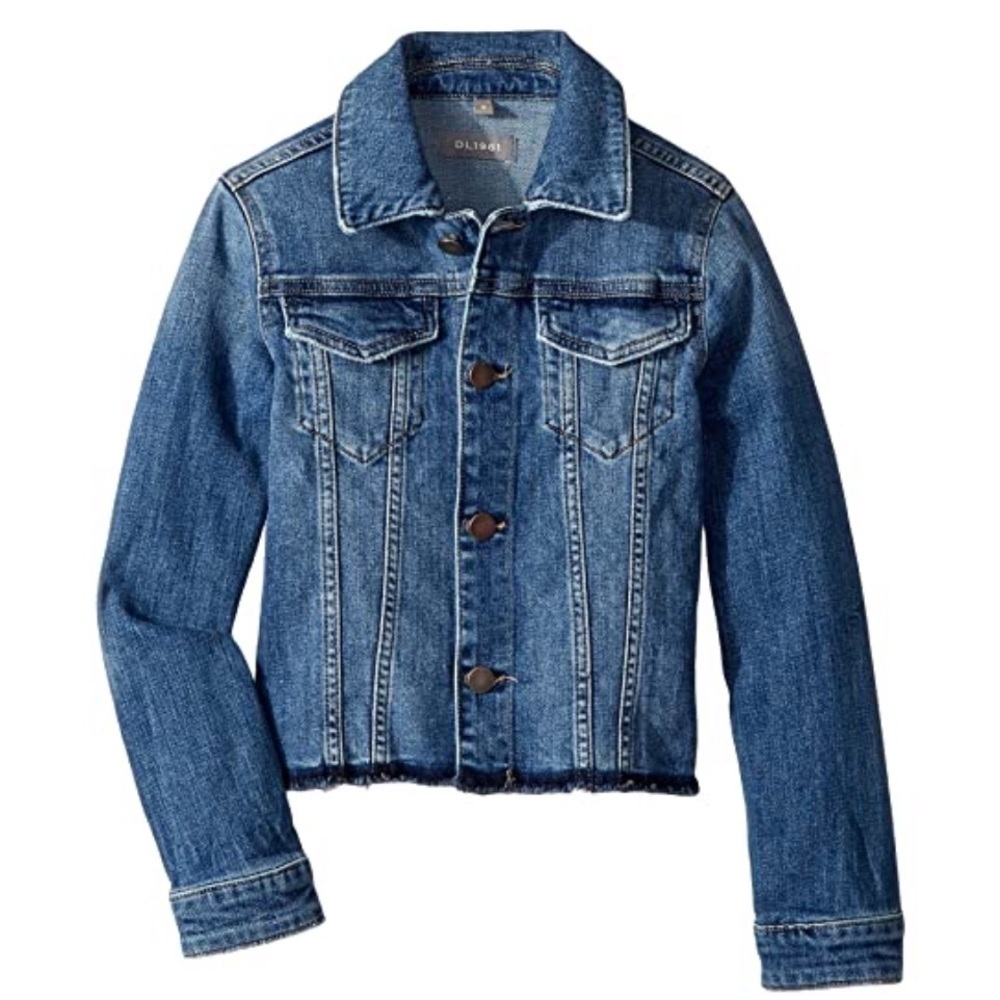 DL1961 Manning Mid Wash Denim Raw Hem Jacket